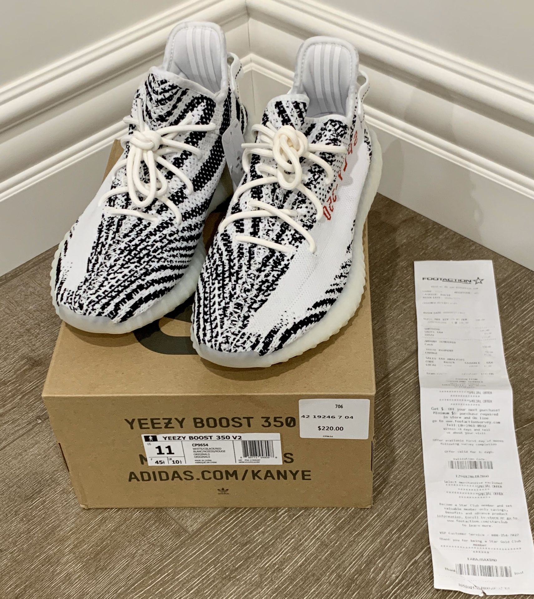 Brand New (Tags Attached) 100% Authentic Adidas Yeezy Boost 350 V2 ‘Zebra’ – SKU # CP9654 – Size: 11.00 US
