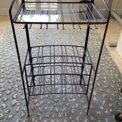 Black Metal Glass Top Wine Rack