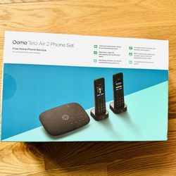 
Ooma - Telo Air 2 Internet Home Phone Service with 2 Cordless Handsets - Black
