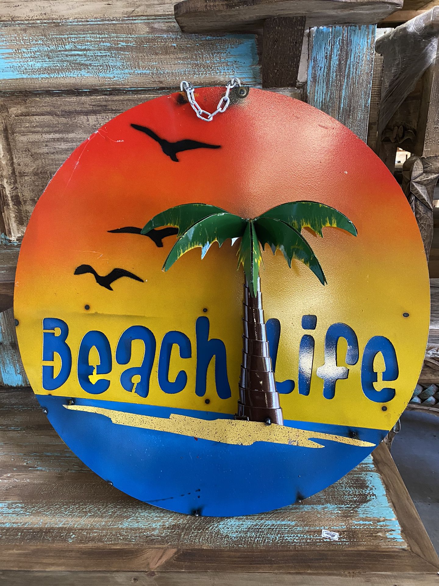 Beach Life Metal Sign