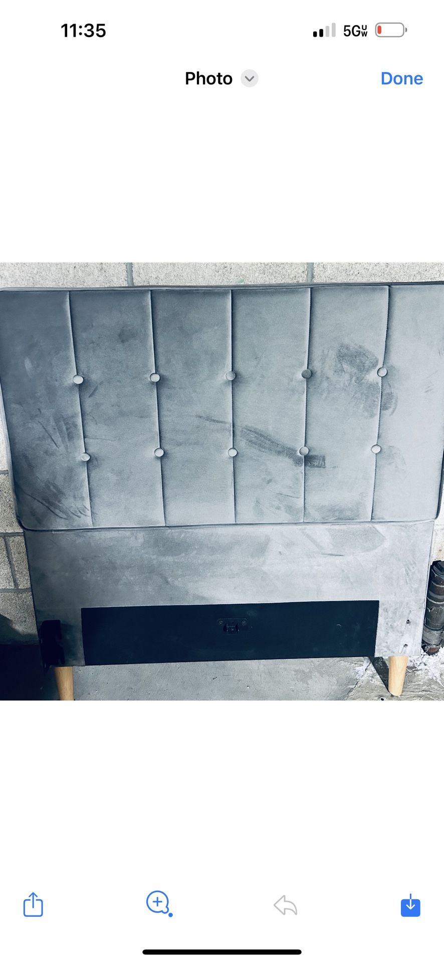 Gray Velvet Twin Headboard