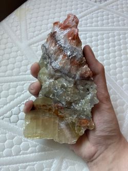 Natural tri-color banded calcite rough display specimen