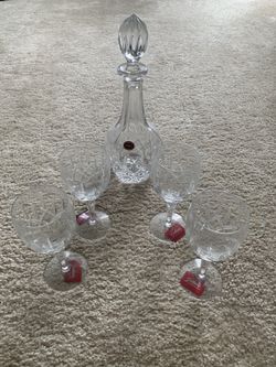 Lady Anne Gorham Crystal Decanter & Wine Glass Set