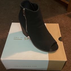 Black Heel Booties Open Toe