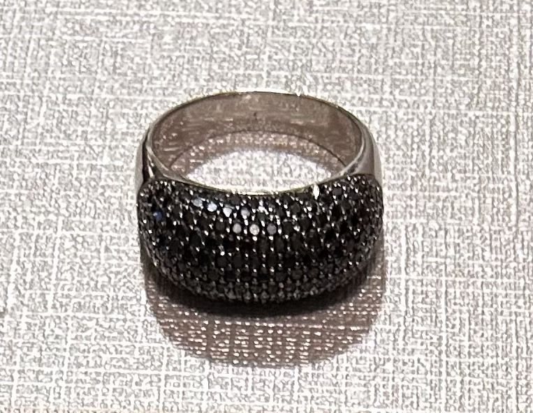 Black Spinel Sterling Silver Ring