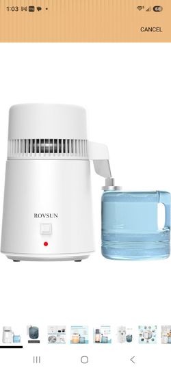ROVSUN【Upgraded】 1.6 Gallon/6L Water Distiller with Flame-Retardant Material, BPA-Free Container & Stainless Steel Interior, Home Distilled Water Mach