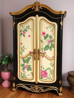 Custom Order Option: Upcycled Armoire Bold, Bright Colors & Art