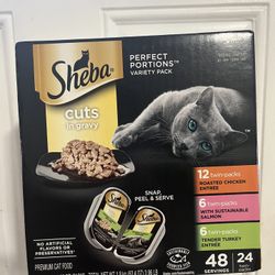 Sheba Perfect Portions Variety Pack Cuts in Gravy Cat Food, 2.6 oz Twin-Pack Trays (24 Count)