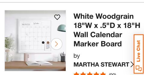 Martha Stewart white calendar erase board