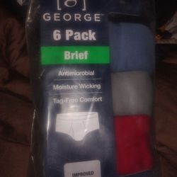 George 6 Pack Brief 3XL 48-50 Antimicrobial Moisture Wicking Tag Free New
