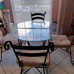 Iron Dining room Set. (Table, 4 Chairs & Shelves)