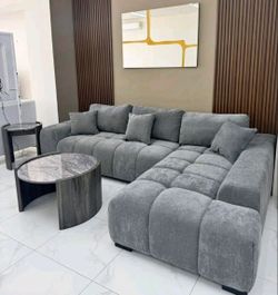 Silver Sectional Sofa new Linen comfortable