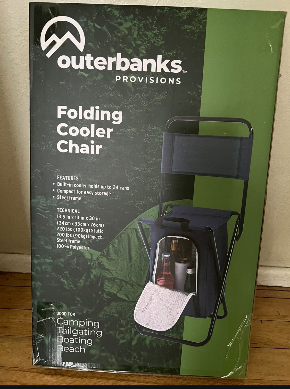 Brand New Folding Cooler Chair Holds 24 Cans