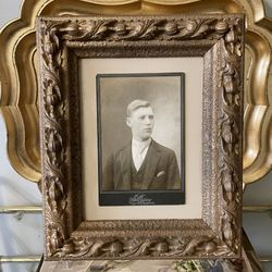 Vintage Ornate Solid Wood Gold Frame with Antique Original Photograph