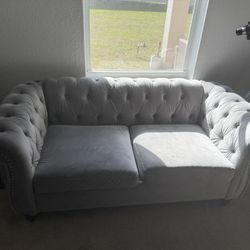 Gray Chesterfield Sofa Set – 3 Seater + 2 Seater + Armchair