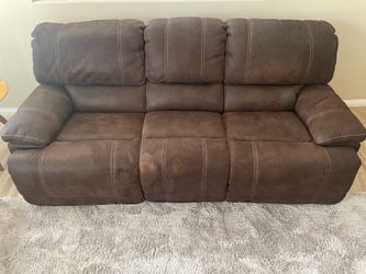 Excellent Condition Brown Microfiber 3-Seater POWER Reclining Sofa