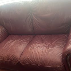 Free 3 Pieces Burgundy Leather Sofa