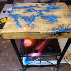 Custom fractal Burnt And epoxy/spray paint galaxy