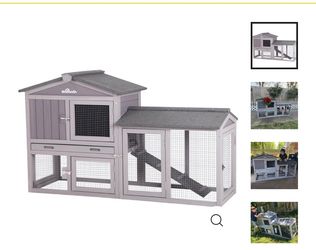 Aivituvin Rabbit Hutch AIR02, Wooden Bunny Cage, 10.4 ft² - One Hutch - Gray
