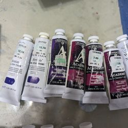 7 Tubes Of  Purple Oil Paints Art Supplies