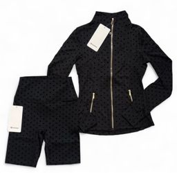 Lululemon Define Jacket & Shorts Set Black Polka Dot Size 4
