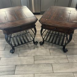 Compact, sturdy side tables with storage—ideal next to sofas or chairs.