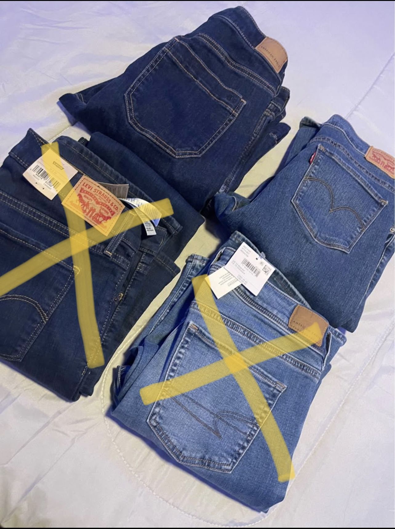$20 EACH women’s New Levis and American Eagle Jeans.