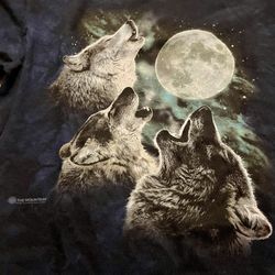 The Mountain Blue Tie-Dye Wolf Howling Native American Men's T-Shirt -  Size Med