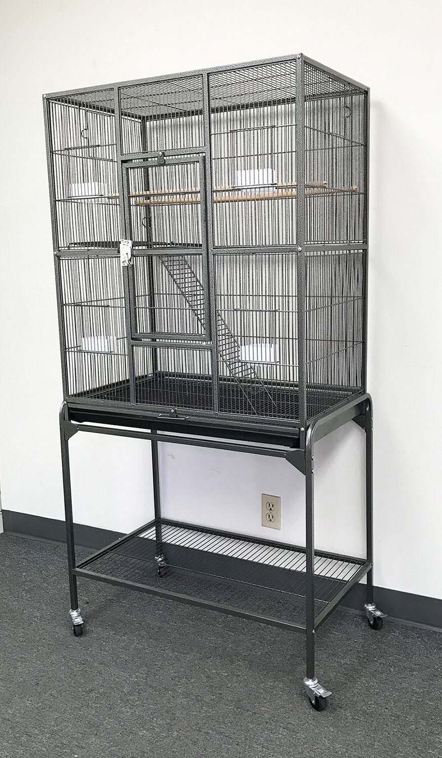 (New in box) $90 Large Bird Cage Parrot Ferret Cockatiel House Gym Perch Stand w/ Wheels 32”x18”x63”