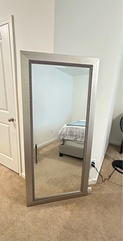 Large Silver Full-Length Floor Mirror – 66.5” – $80