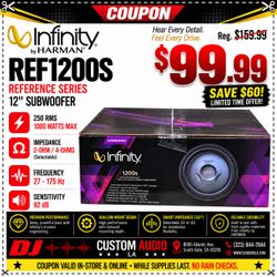 Infinity Shallow Truck 12" Subwoofer 1000 Watts 2-Ohm or 4-Ohm Bass Speaker REF1200S 🚨 Payment Options Available 🚨