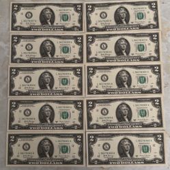 Sequential $2 Bill Notes