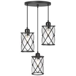 Osimir Black Dining Room Chandelier Light Fixtures, 3-Light Pendant Lighting with Clear Glass,