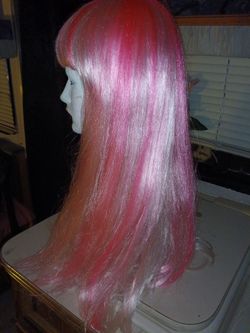 Pink wig with bangs