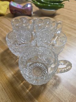 5 pressed glass cups
