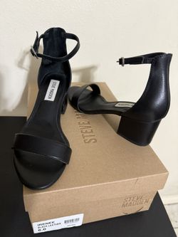 Steve Madden Black Leather Heel Sandal