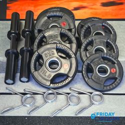 Brand New Loadable Olympic Adjustable Dumbbell Handles + 66 Lbs Weight Plates, Home Gym Equipment 