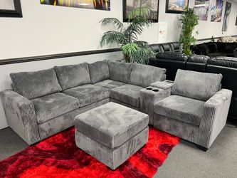 Gray Sofa Sectional w/ Ottoman