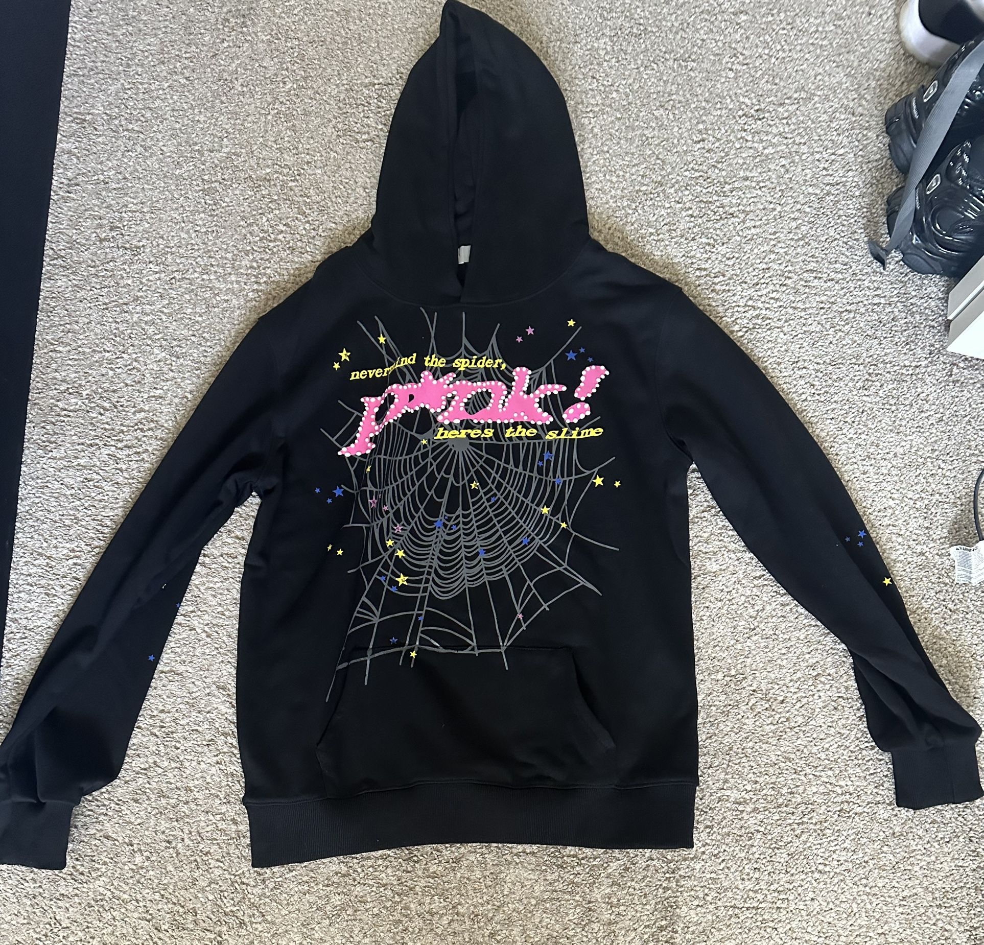 BLACK AND PINK SP5DER HOODIE