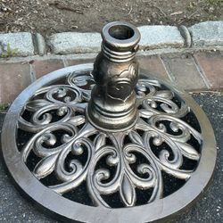 23" Wide Vintage Super Heavy Cast Iron Umbrella Stand With Detail Design On Pole.  