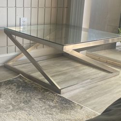 Coffee Table Side Table Glass Metal