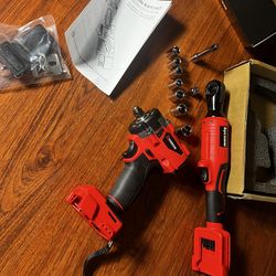 IMPACT AND RATCHET SET  1/2 Impact Wrench - Heavy-Duty 4500 RPM High Torque Impact Driver Gun,  3/8" Brushless Ratchet Wrench set  WORKS WITH MILWAUKE