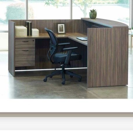 Brown Furniture L Shaped Recpetion Desk With Pedestal 