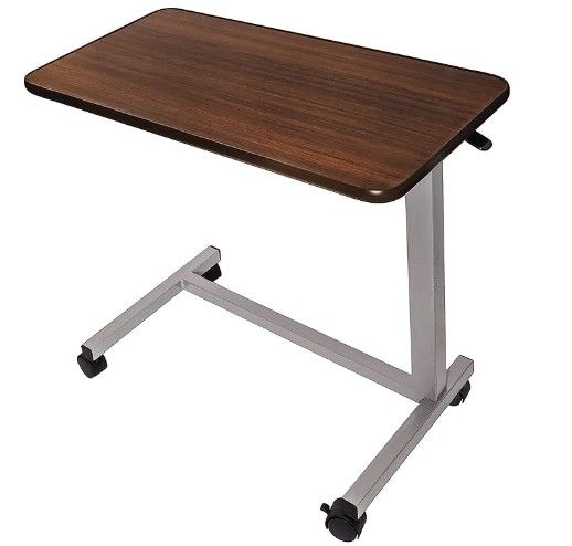 Medical Adjustable Overbed Bedside Table With Wheels