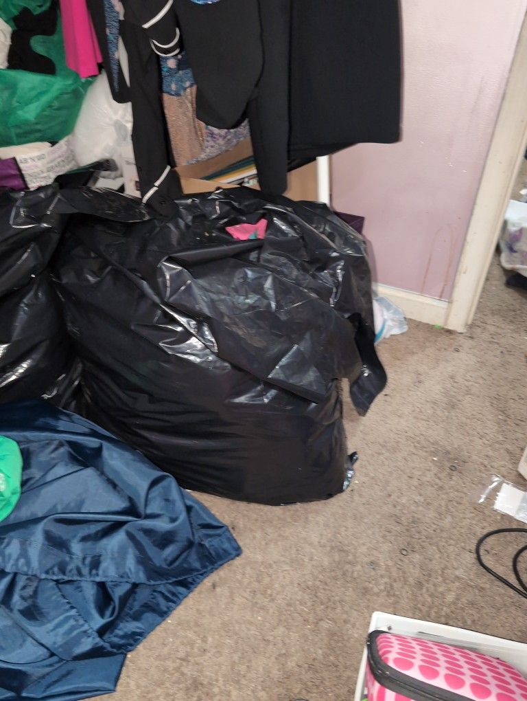 Large Garbage Bags Of Clothing and Shoes 