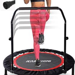 Kanchimi 40"  Folding Mini Fitness Indoor Exercise Workout Rebounder Trampoline with Handle, Max 