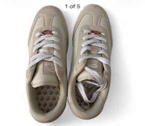 Beige Low-Top Sneakers with Rose Gold Detail