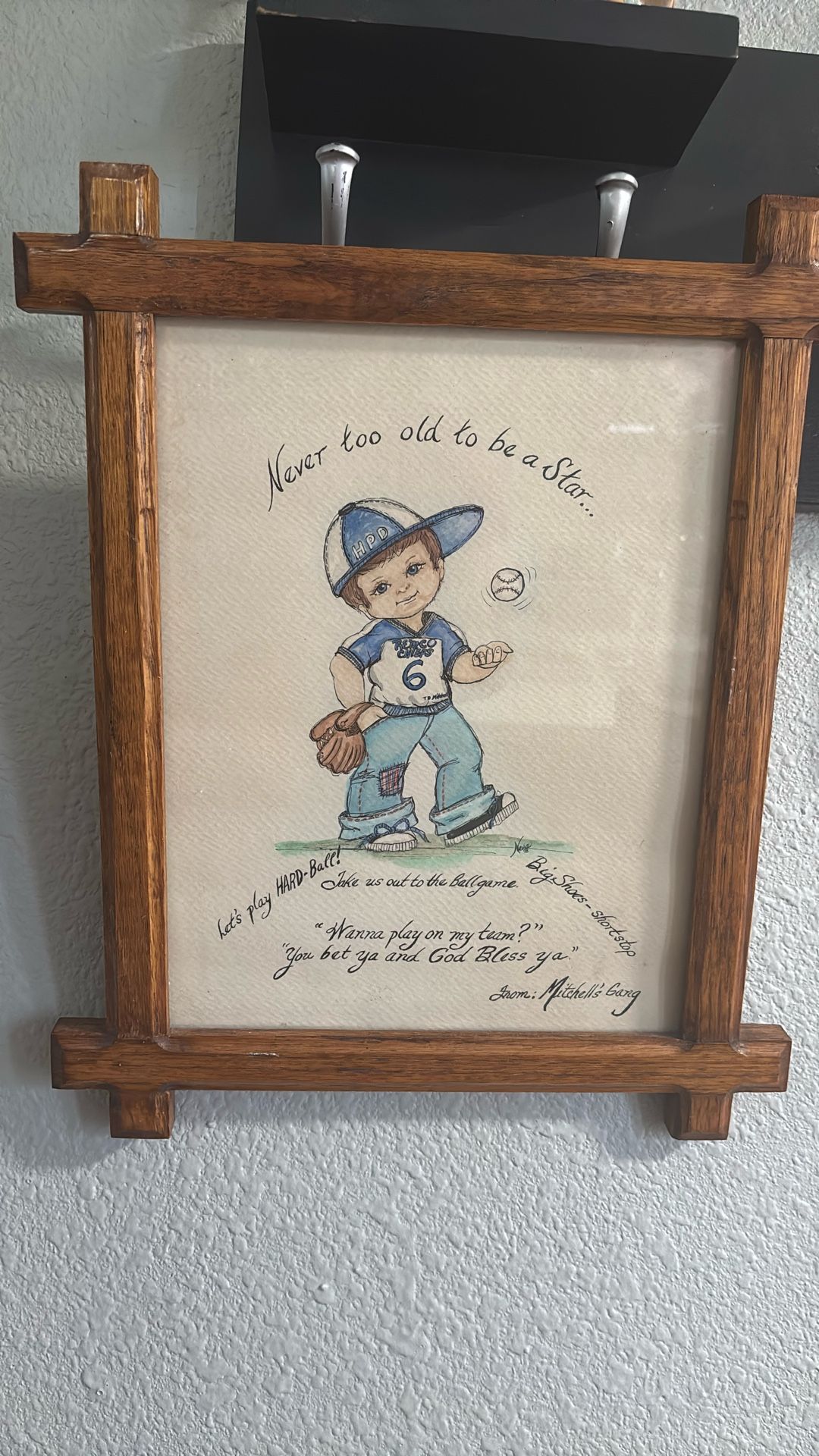 Cuadro De Dibujo De Un Niño Jugando Béisbol 