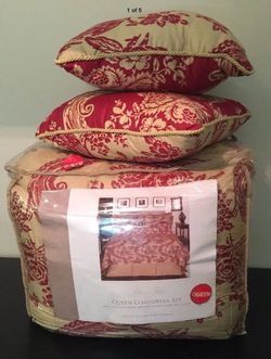 6 pc rose Tree Bordeaux comforter set