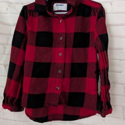 Old Navy Plaid Flannel Shirt Girls Size S